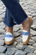 Mocasines Tricolor Camel, Blanco y Azul Claro