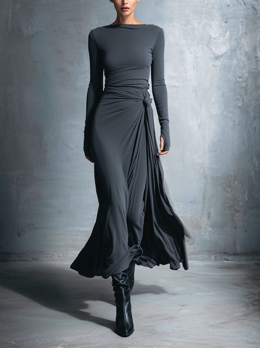 Alba™ | Vestido largo con nudo lateral