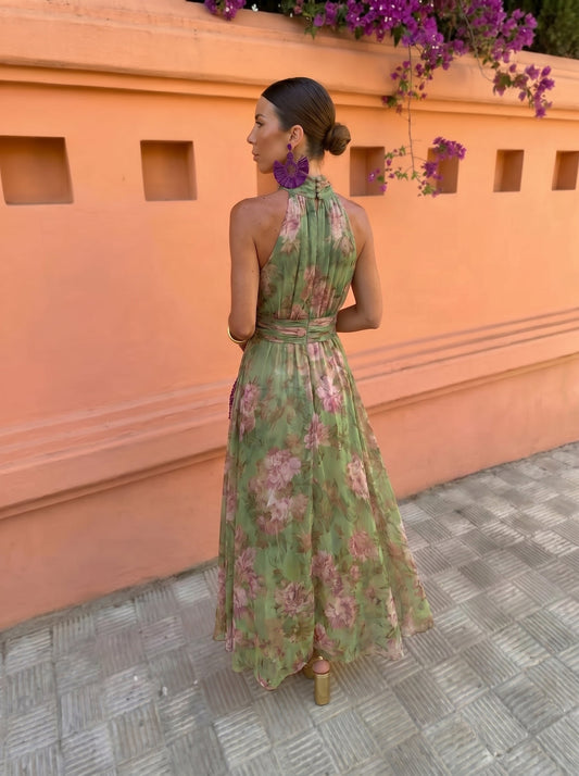 Florencia™ | Vestido Largo Floral con Escote Profundo