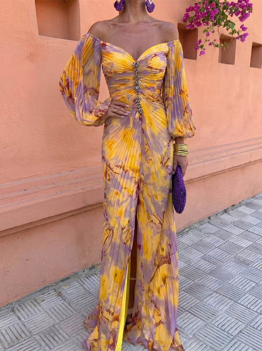 Gregoria™ | Vestido Largo Floral con Escote Profundo
