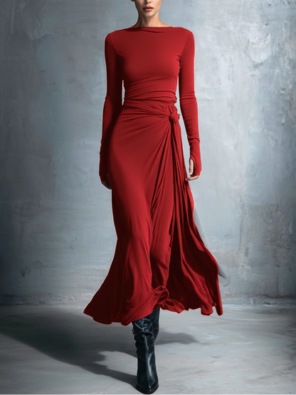Alba™ | Vestido largo con nudo lateral