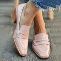 Mocasines Brillantes con Tacón Ancho