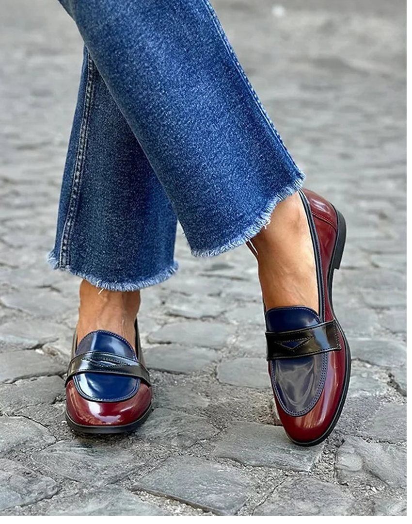 Mocasines Tricolor Burdeos, Azul y Negro