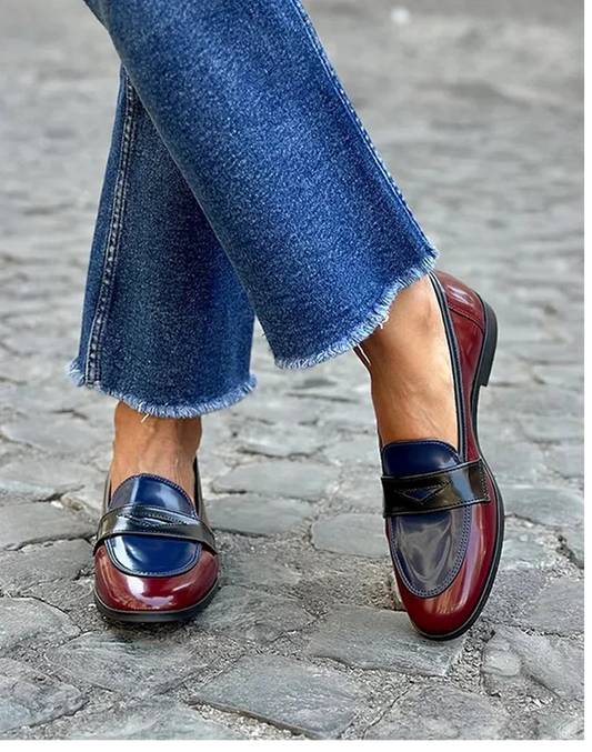 Mocasines Tricolor Burdeos, Azul y Negro