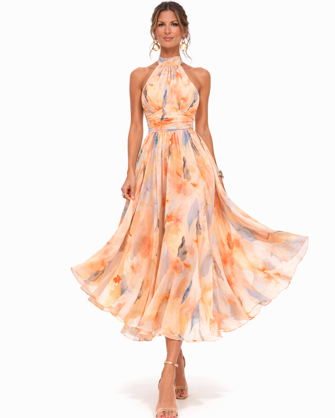Aurora™ | Vestido con escote halter y estampado acuarela