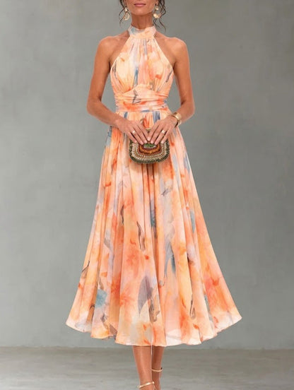 Aurora™ | Vestido con escote halter y estampado acuarela