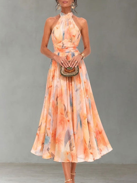 Aurora™ | Vestido con escote halter y estampado acuarela