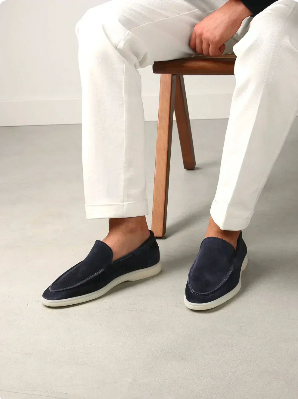 Mocasín de ante azul marino