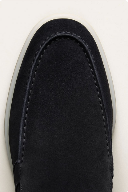 Mocasín de ante azul marino