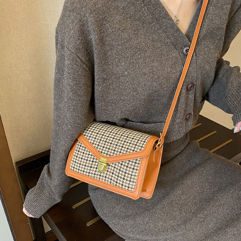Bolso cuadrado de pata de gallo
