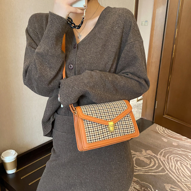 Bolso cuadrado de pata de gallo