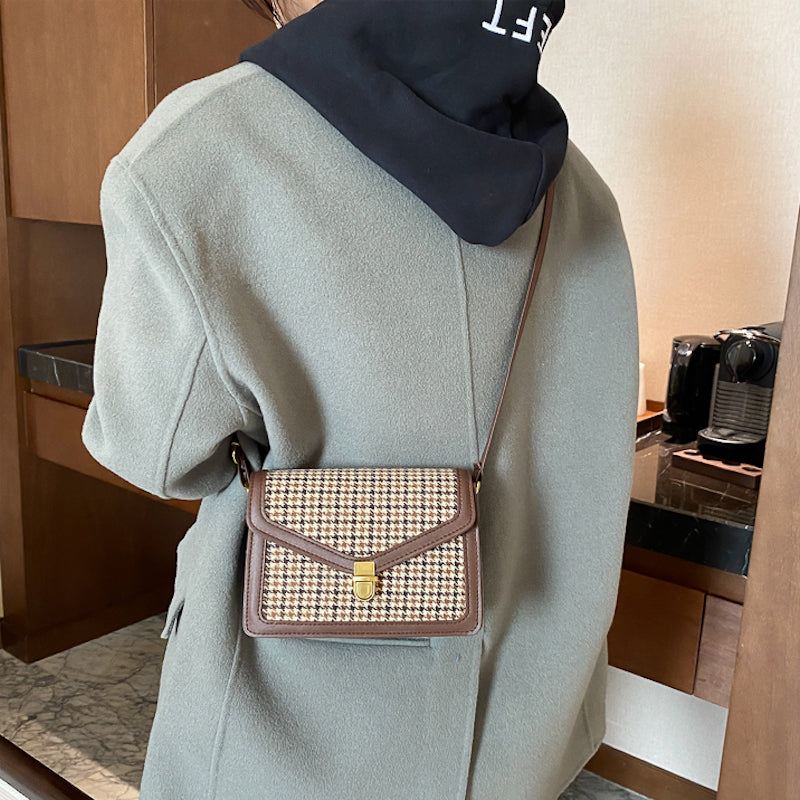 Bolso cuadrado de pata de gallo