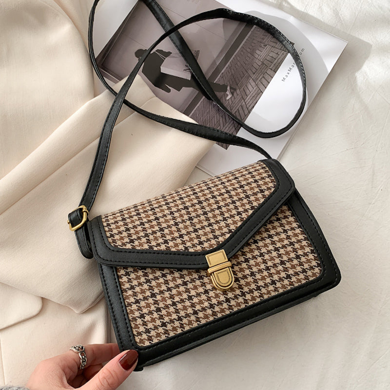 Bolso cuadrado de pata de gallo