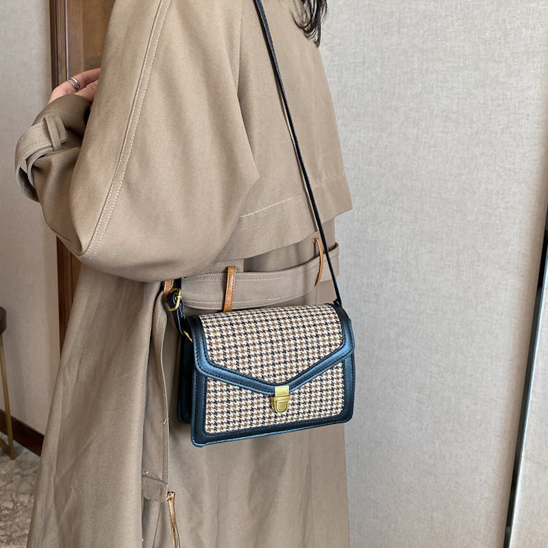 Bolso cuadrado de pata de gallo