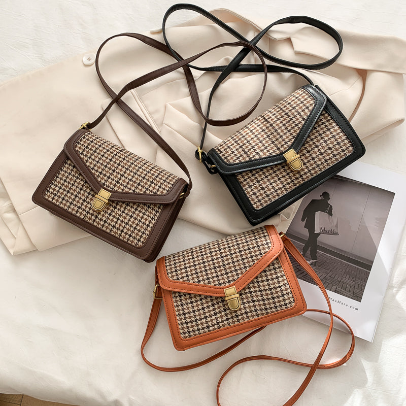 Bolso cuadrado de pata de gallo