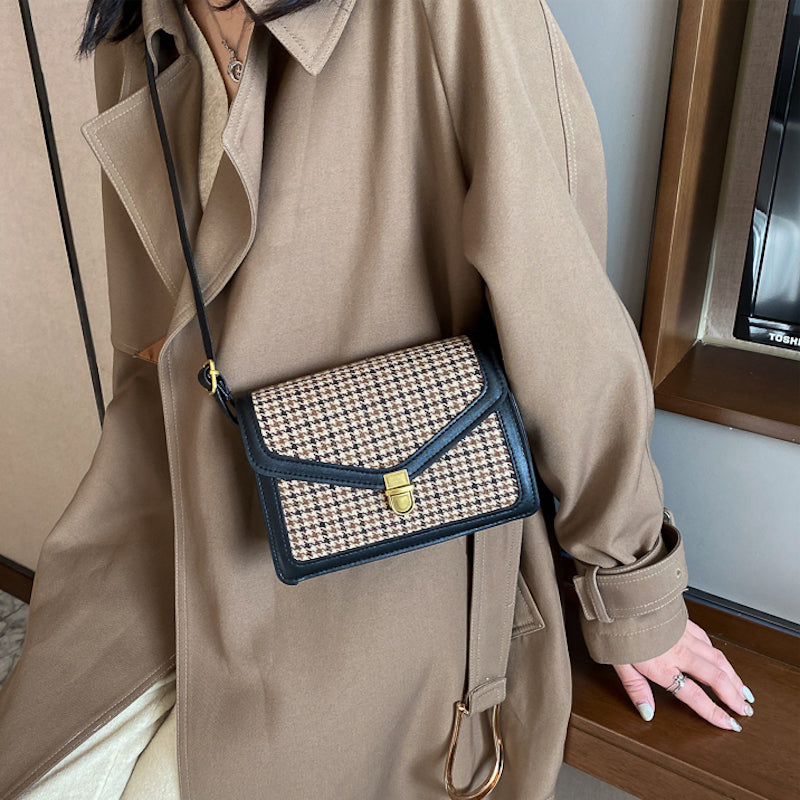 Bolso cuadrado de pata de gallo