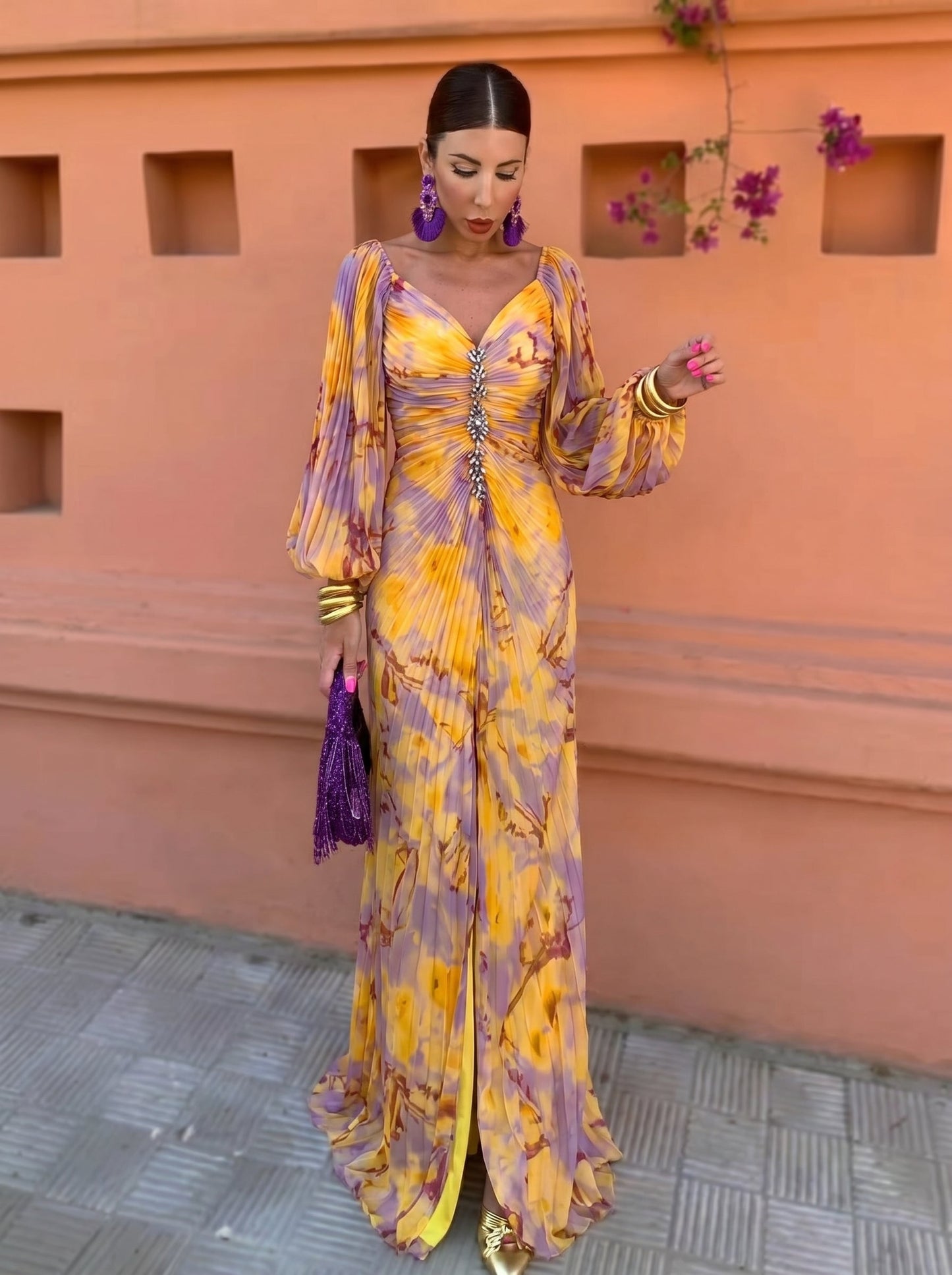 Gregoria™ | Vestido Largo Floral con Escote Profundo