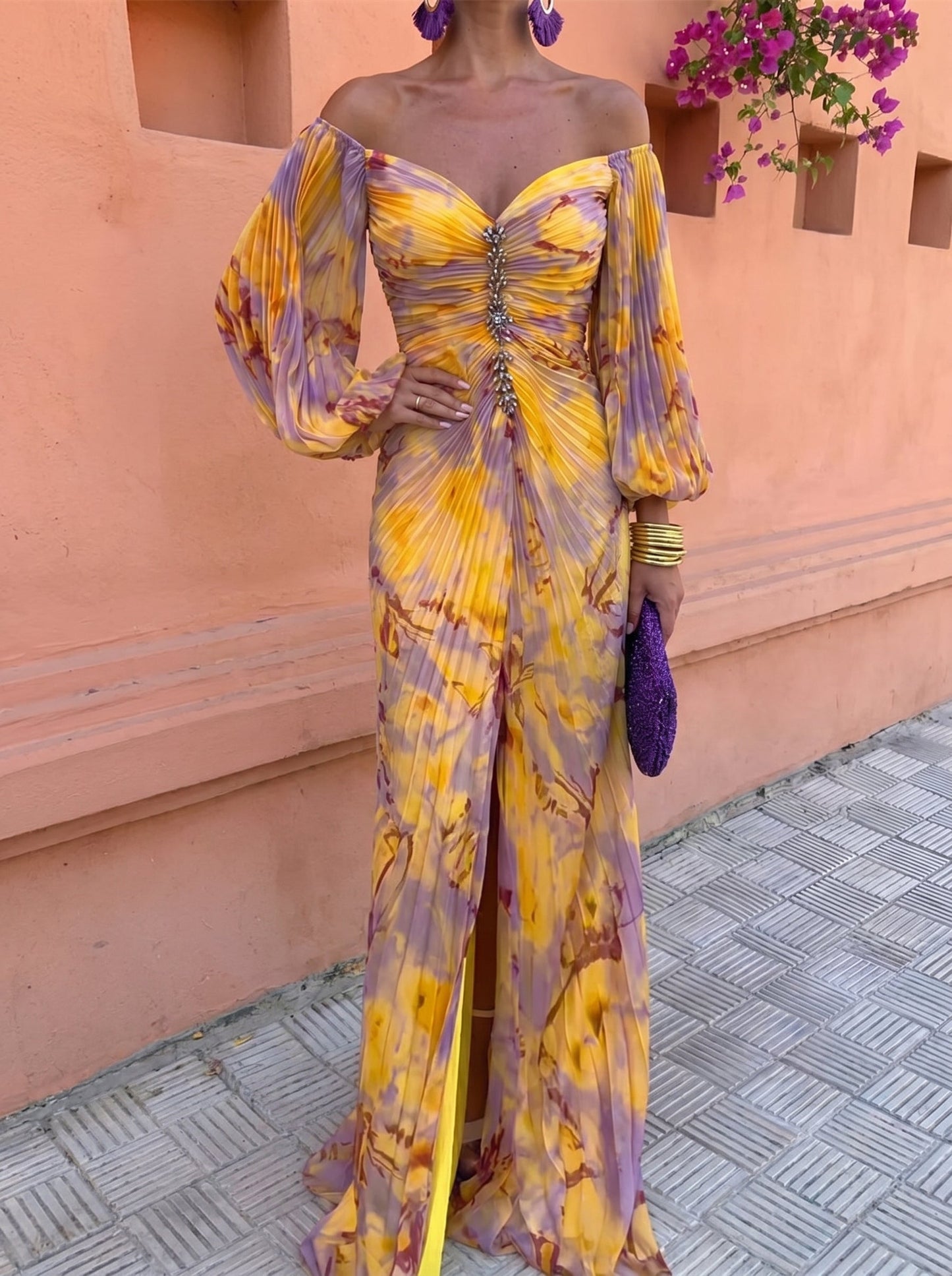 Gregoria™ | Vestido Largo Floral con Escote Profundo