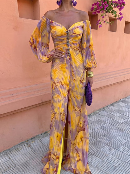 Gregoria™ | Vestido Largo Floral con Escote Profundo