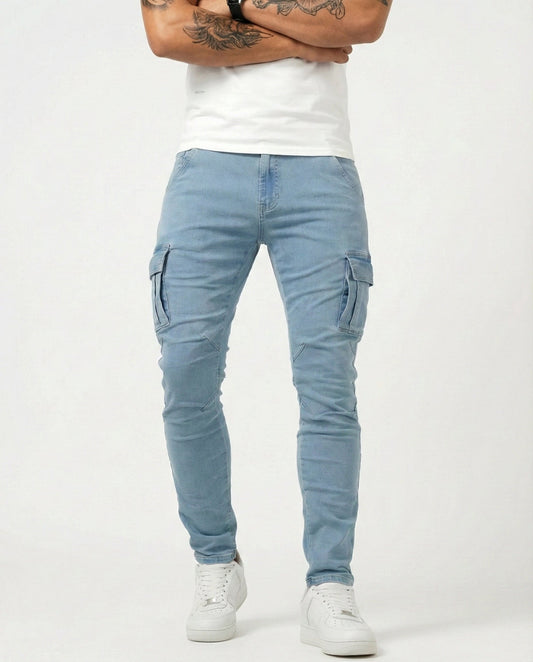 Pantalón Cargo elástico azul