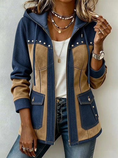 Adriana | Chaqueta con Capucha Azul Marino