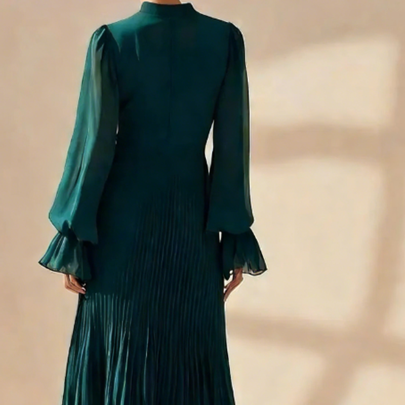 Olga™ | Elegante vestido midi plisado con volantes