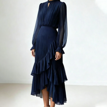 Olga™ | Elegante vestido midi plisado con volantes